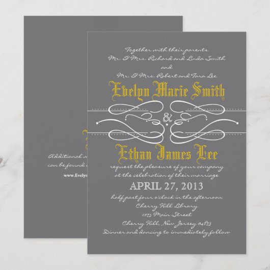 Modern Swirl Wedding Invitation Kaart (Voorkant / Achterkant)