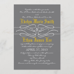 Modern Swirl Wedding Invitation Kaart