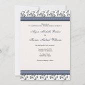Modern Swirl Wedding Invitation (marine) Kaart (Voorkant)