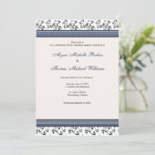 Modern Swirl Wedding Invitation (marine) Kaart (Staand voorkant)