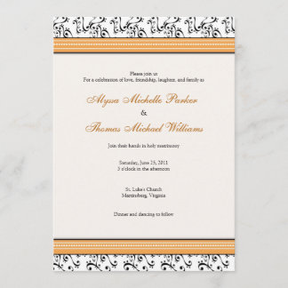 Modern Swirl Wedding Invitation (Oranje) Kaart