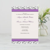 Modern Swirl Wedding Invitation (Paars) Kaart (Staand voorkant)