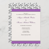 Modern Swirl Wedding Invitation (Paars) Kaart (Voorkant / Achterkant)