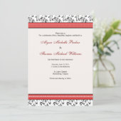 Modern Swirl Wedding Invitation (rood) Kaart (Staand voorkant)