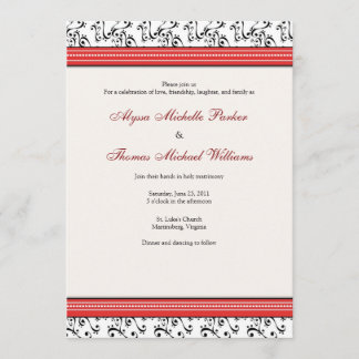 Modern Swirl Wedding Invitation (rood) Kaart