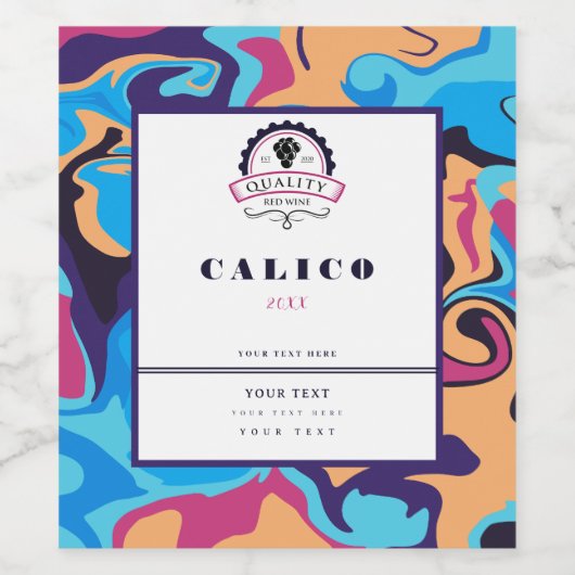 Modern Swirl Wijn Etiket (Enkel label)