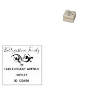 Modern swirl zwart retouradres rubberstempel (Gestempeld)