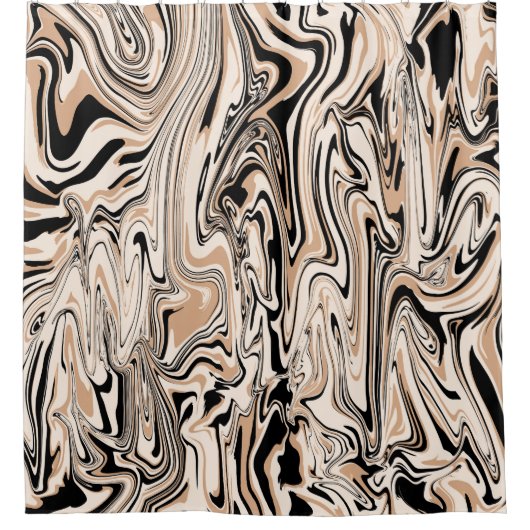 Modern Swirls Waterverf Black Pattern Douchegordijn (Voorkant)