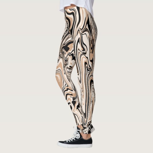 Modern Swirls Waterverf Black Pattern Leggings (Links)