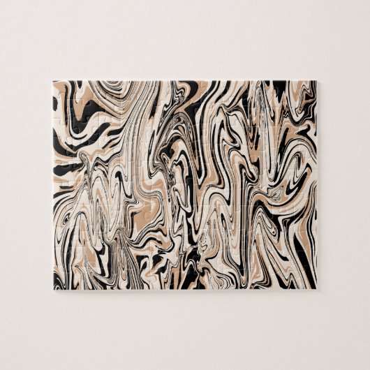 Modern Swirls Waterverf Black Pattern Legpuzzel (Horizontaal)