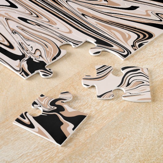 Modern Swirls Waterverf Black Pattern Legpuzzel (Zijkant)