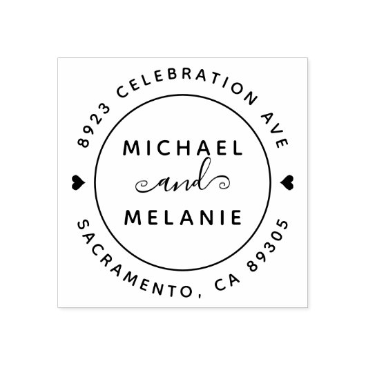 Modern Swirls Weduwen Ronde Adres Rubberstempel (Afrduk)