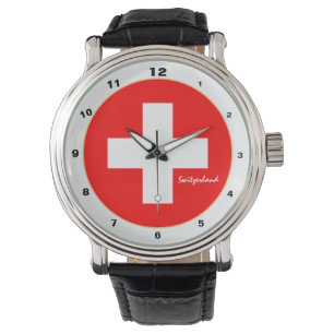 Modern Swiss mode watch, Zwitserland / vlag Horloge