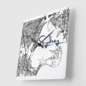 Modern Sydney City Street Map Wall Clock Vierkante Klok (Hoek)