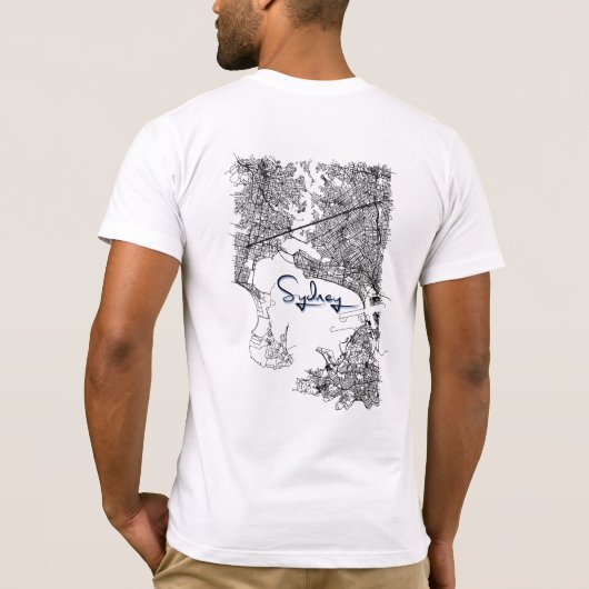 Modern Sydney Map T-Shirt - Urban Travel Souvenir (Achterkant)