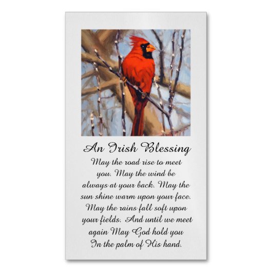 Modern Sympathy Card with Cardinal Bird Magnetisch Visitekaartje (Voorkant Verticaal)