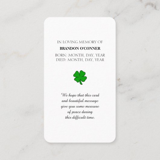 Modern Sympathy Card with Cardinal Bird Visitekaartje (Achterkant)