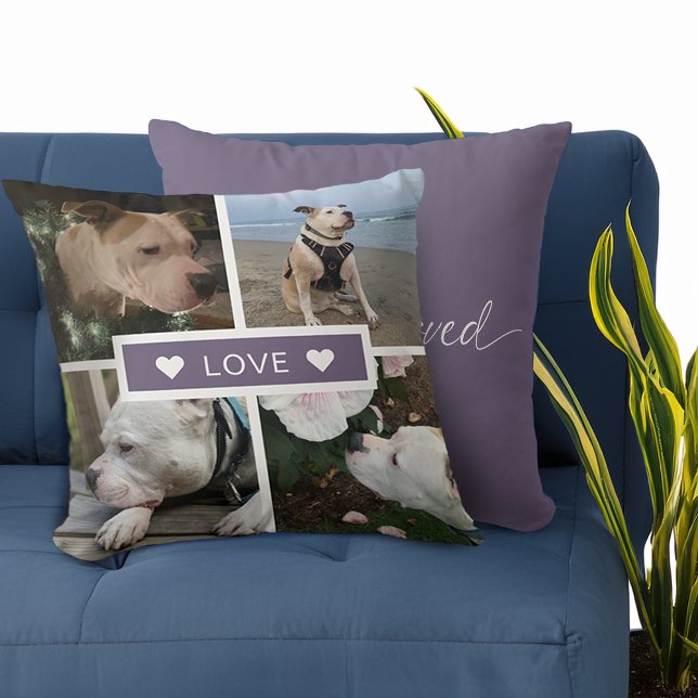 Modern Sympathy Pet Photos Collage Kussen (Modern Sympathy Pet Photos Collage Throw Pillow)