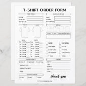 Modern T-Shirt Order Form For Small Business (Voorkant / Achterkant)