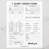 Modern T-Shirt Order Form For Small Business (Voorkant)