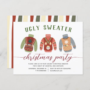 Modern Tacky Ugly Sweater Kerstparty Uitnodiging Briefkaart