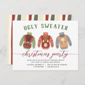 Modern Tacky Ugly Sweater Kerstparty Uitnodiging Briefkaart (Voorkant / Achterkant)