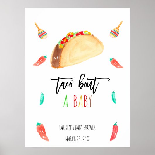 Modern Taco Bout a Baby Fiesta Baby shower Welkom Poster (Voorkant)