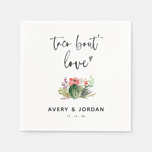 Modern Taco Bout Love Cactus Succulent Wedding Servet (Voorkant)