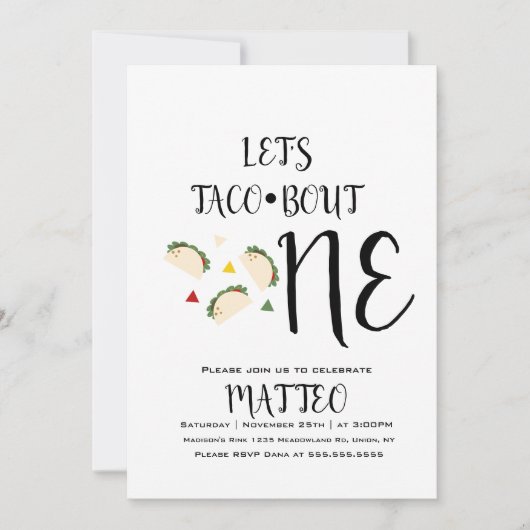 Modern Taco First Birthday Big One Kaart (Voorkant)