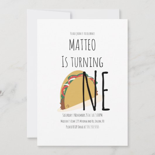 Modern Taco First Birthday One Pattern Kaart (Voorkant)