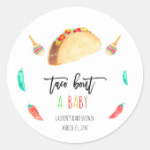 Modern Taco over een Baby Fiesta Baby shower Ronde Sticker (Voorkant)