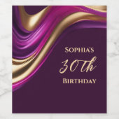 Modern Tafeldecor-Paarse Roze en Goud- Wijn Etiket (Enkel label)