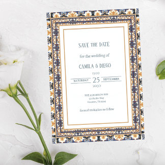 Modern Talavera Erfgoed Elegante 'Save the Date'