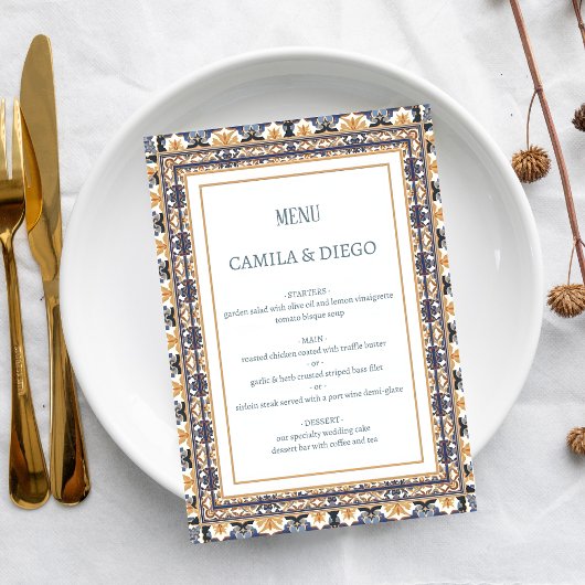 Modern Talavera Erfgoed Elegante Trouw Menu