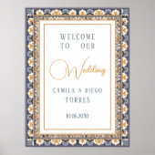 Modern Talavera Mexicaans Tegeltje Bruiloft Welkom Poster (Voorkant)