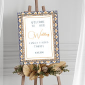 Modern Talavera Mexican Tile Wedding Welcome Sign Poster