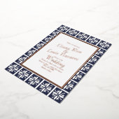 Modern Talavera Navy Blue Wedding geperst Folie Uitnodiging (Gedraaid)