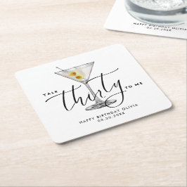 Modern “Talk Thirty to Me” Martini Glass 30th Kartonnen Onderzetters