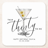 Modern “Talk Thirty to Me” Martini Glass 30th Kartonnen Onderzetters (Voorkant)