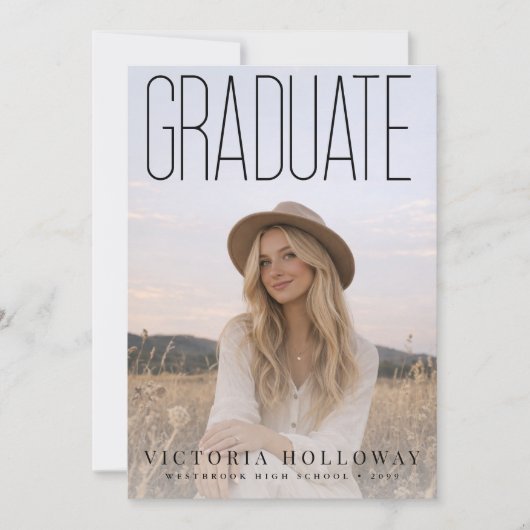 Modern Tall Typography Graduation Party Invitation Kaart (Voorkant)