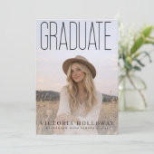 Modern Tall Typography Graduation Party Invitation Kaart (Staand voorkant)