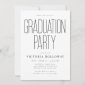 Modern Tall Typography Graduation Party Invitation Kaart (Achterkant)