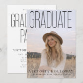 Modern Tall Typography Graduation Party Invitation Kaart (Voorkant / Achterkant)