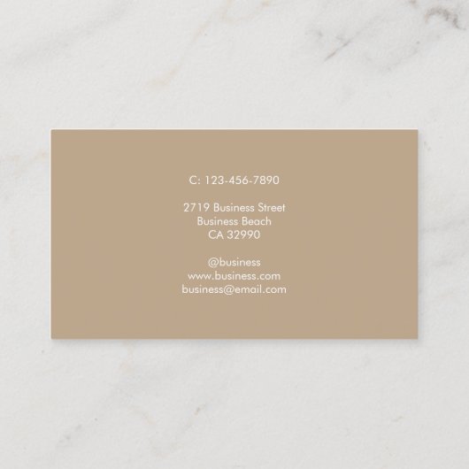 Modern Tan Beige Monogram White minimalist Stijlvo Visitekaartje (Achterkant)
