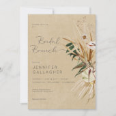 Modern Tan Boho Gedroogd Bloemenboeket Bruidsbrunc Kaart (Voorkant)
