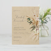 Modern Tan Boho Gedroogd Bloemenboeket Bruidsbrunc Kaart (Staand voorkant)