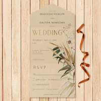 Modern Tan Boho Gedroogd Bloemenboeket Diner