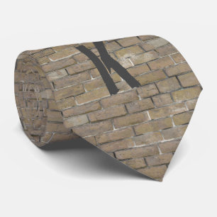 Modern Tan Brick Wall Pattern Monogram Initiaal Stropdas