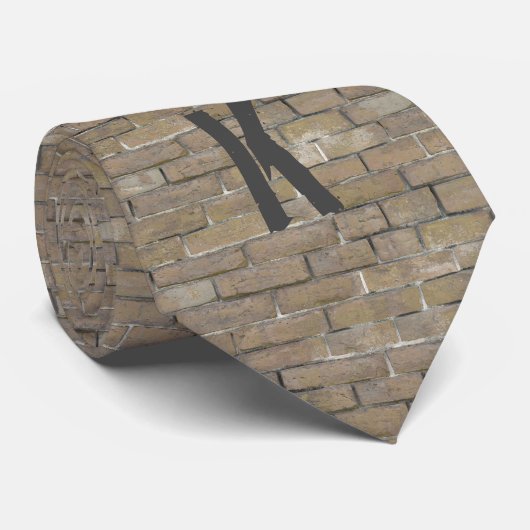 Modern Tan Brick Wall Pattern Monogram Initiaal Stropdas (Opgerold)