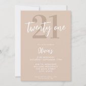 Modern Tan Brown Elegant 21e verjaardag Kaart (Voorkant)